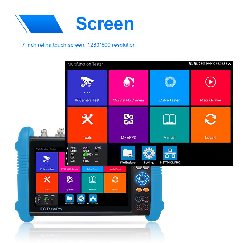 4K Security Camera Tester Full Function 8MP Analog TVI CVI AHD CVBS IP Network CCTV Tester Accessory