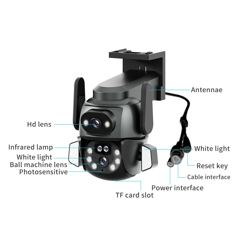 Outdoor Wifi PTZ 4MP Camera Home Security Camera Motion Detection AI Human Body Detection Night Full color Alarm Ip Cctv Camera