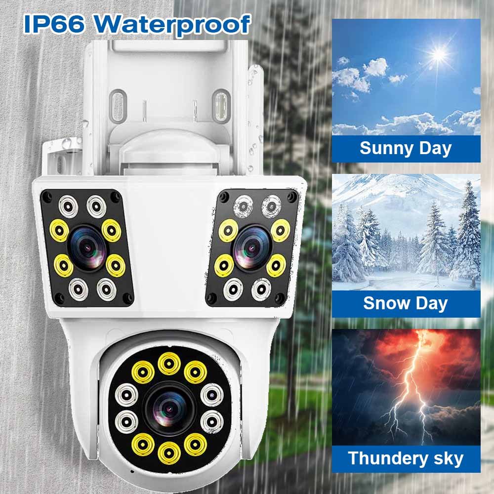 Hot Selling IPC360 12MP 3 Lens Smart Home CCTV Camera 3 Screens Night Vision Cloud Memory Card Data Storage Options Multi-Lens