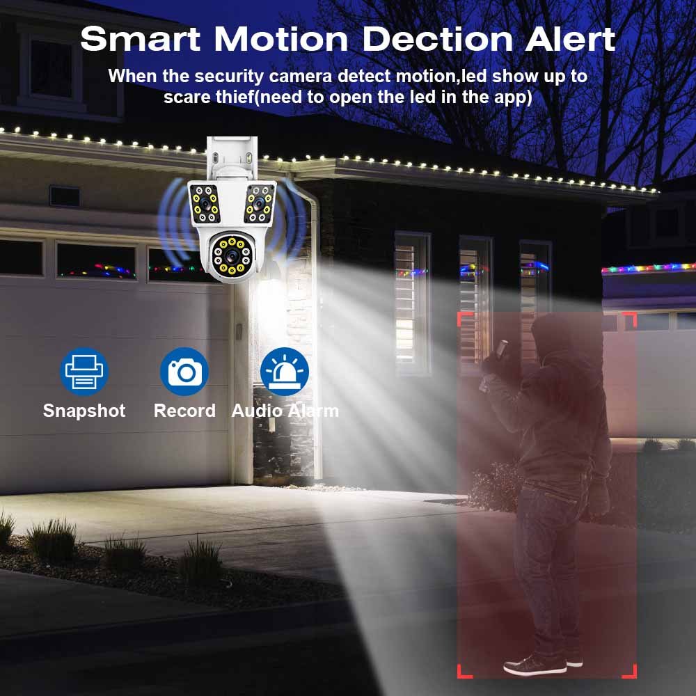 Hot Selling IPC360 12MP 3 Lens Smart Home CCTV Camera 3 Screens Night Vision Cloud Memory Card Data Storage Options Multi-Lens