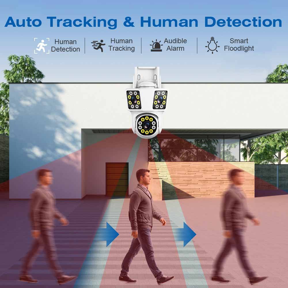 Hot Selling IPC360 12MP 3 Lens Smart Home CCTV Camera 3 Screens Night Vision Cloud Memory Card Data Storage Options Multi-Lens