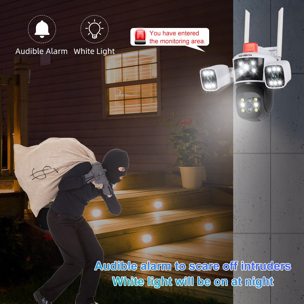 LS VISION Four Lens Three Screens 10X Zoom 360 Degree Surveillance 6mp Wifi Security Camera Wireless HD CCTV PTZ Camera