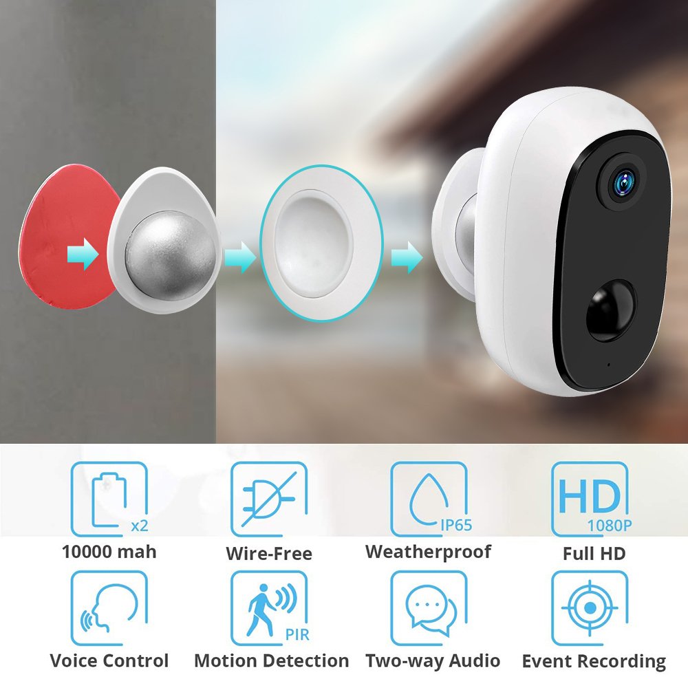 Tuya Smart Full HD Wide View Angel Two Way Audio Waterproof Security Cameras with Battery IP Camera Work With Alexa Google Home