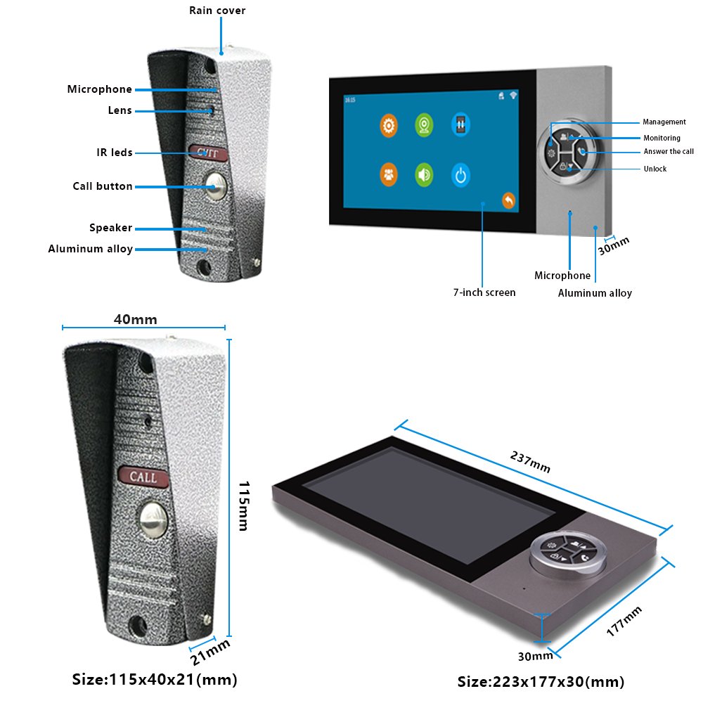 4-Wire 2MP Intercom System Villa Video Door Phone Intercom Supplier Wholesale Intercom System For Home