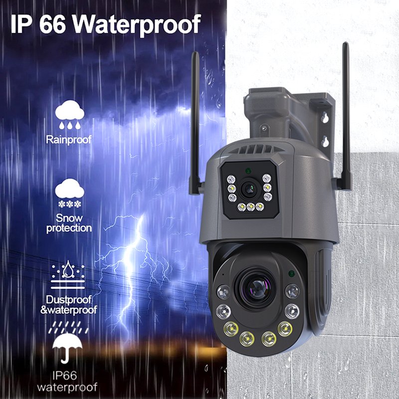 Dual Lens Audio Alarming Outdoor Waterproof Network Camera 6k icsee 36x Zooming Wireless WIFI CCTV Camera