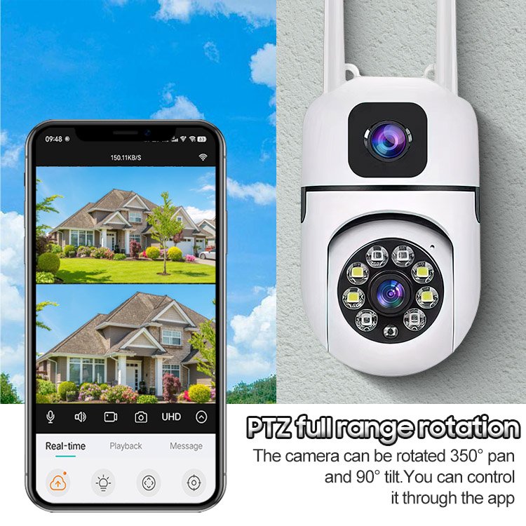 10X 4K Wifi IP Network Camera Dual Lens System Ptz Motion Tracking Security 10X Optical Zoom Surveillance CCTV Home Camera