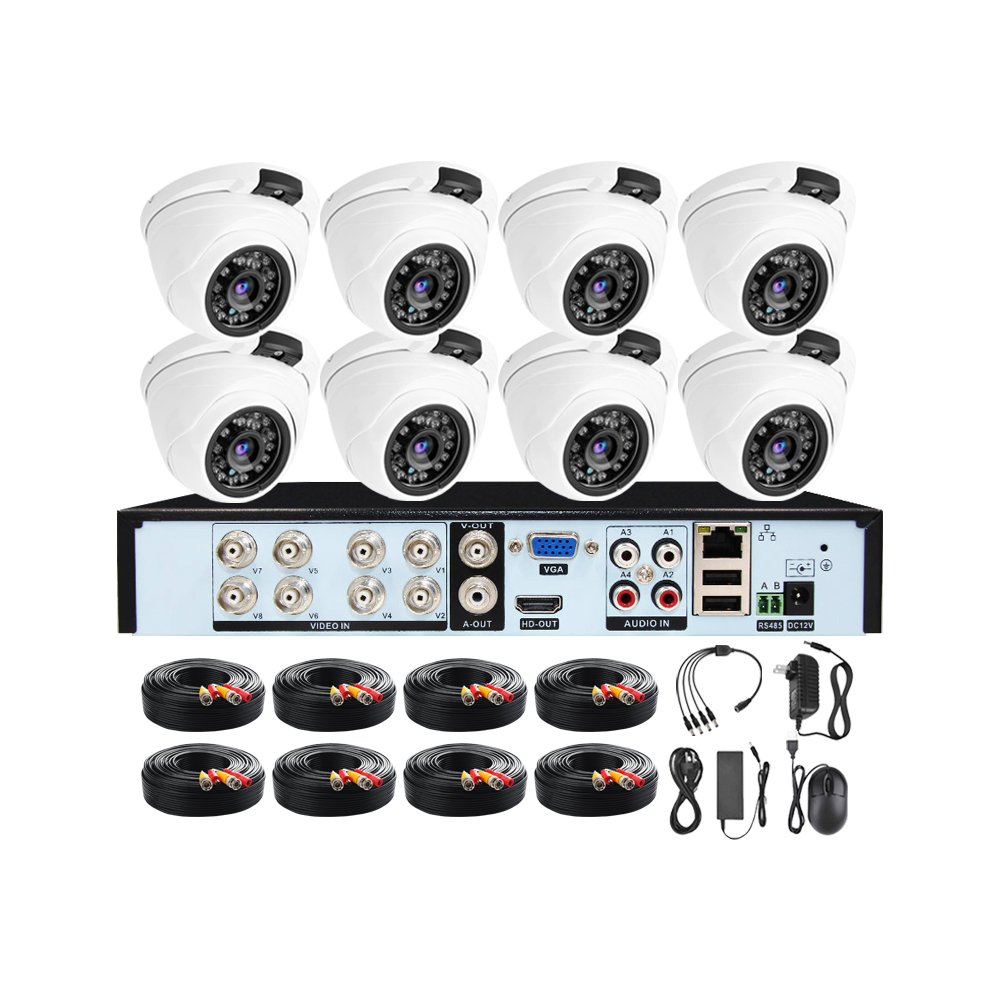 2MP 1080P analog security camera eyeball turret 8ch 8 channel AHD DVR kit CCTV camera system with infrared night vision
