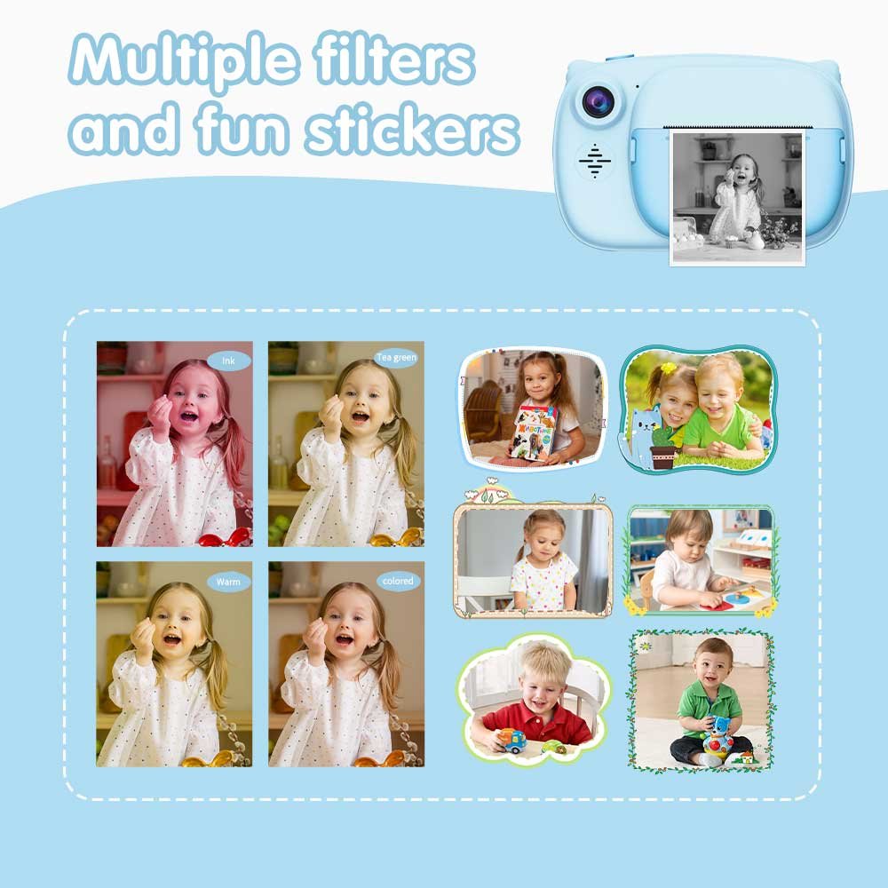 OEM 1080P HD Mini Camera Children's Print Style Selfie Toddler Camera Kids' Birthday Gift Record Moments Instant 3.5inch