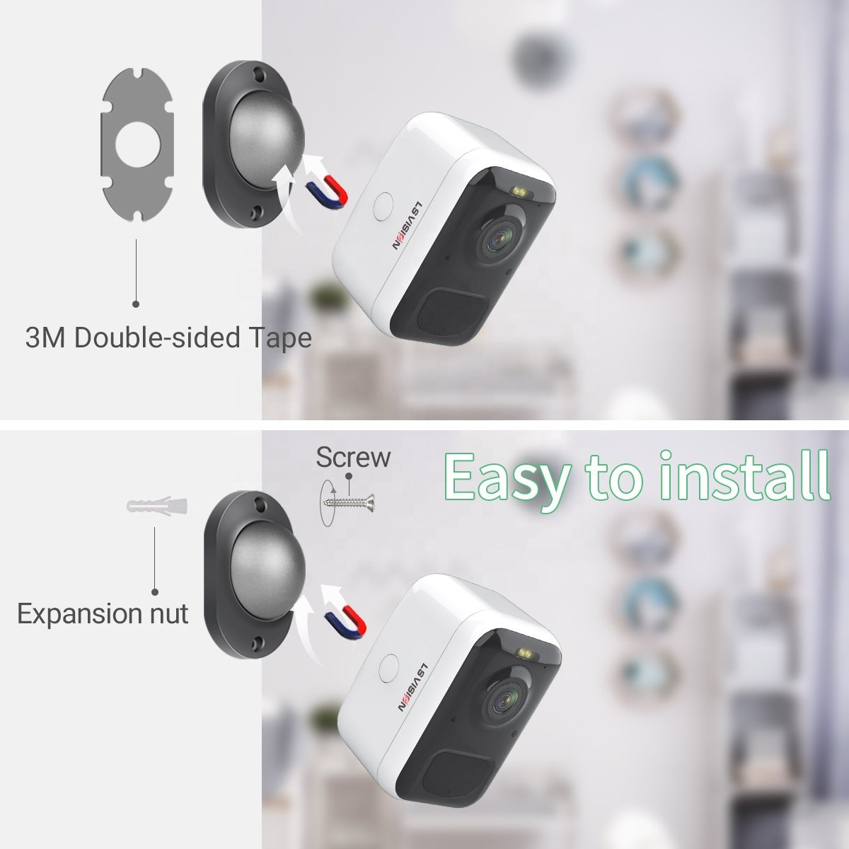 Wireless wifi Security camera for outdoor/home night vision PIR motion detection Magnetic Rechargeable Battery Powered camera