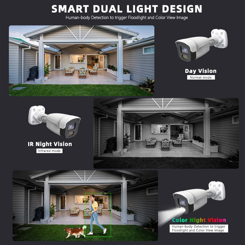 Best 3MP Full Color IP PoE Camera Smart Dual Light Plug and Play DA Hik Compatible Built-in Mic 5MP Network Cctv Bullet Camera