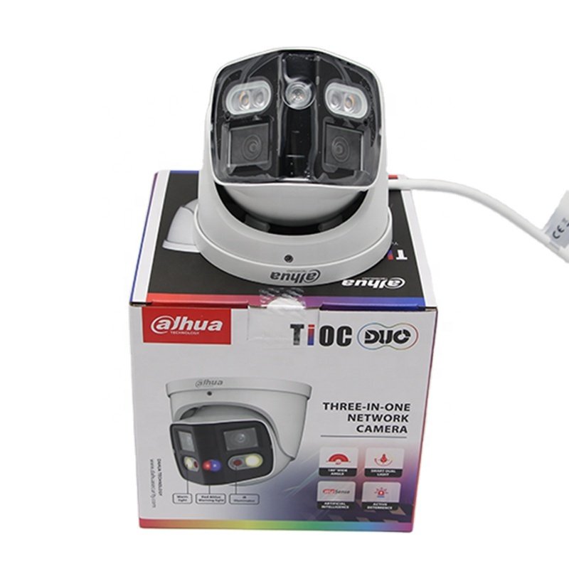Dahua Original IPC-PDW3849-A180-AS-PV Black 2x4MP TiOC Duo Splicing Fixed-focal Eyeball Network Camera Sound and light alarm