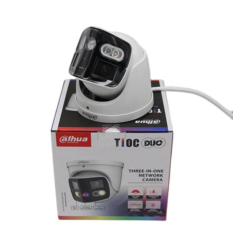 Dahua Original IPC-PDW3849-A180-AS-PV Black 2x4MP TiOC Duo Splicing Fixed-focal Eyeball Network Camera Sound and light alarm