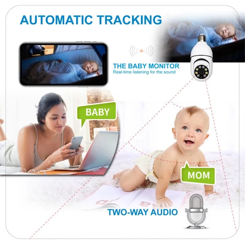 Yiiot 5G 2.4G 360 Panoramic Wifi ip surveillance cameras security home security wireless e27 light bulb PTZ network cctv camera