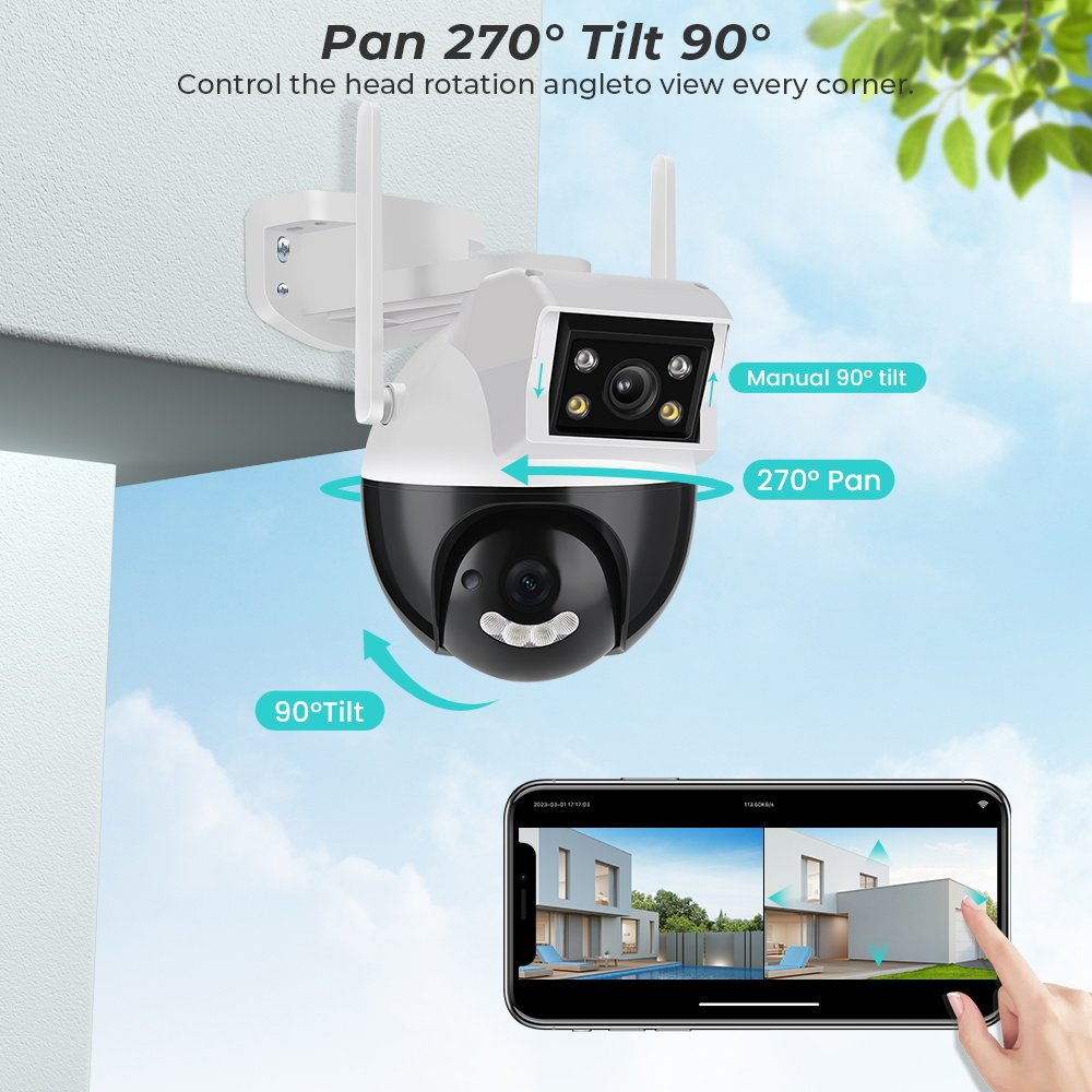 LEVOFAST 4MP Dual Lens Camera WiFi Camera Two Way Audio Night Vision IP66 Indoor Outdoor linkage Mini CCTV digital cameras