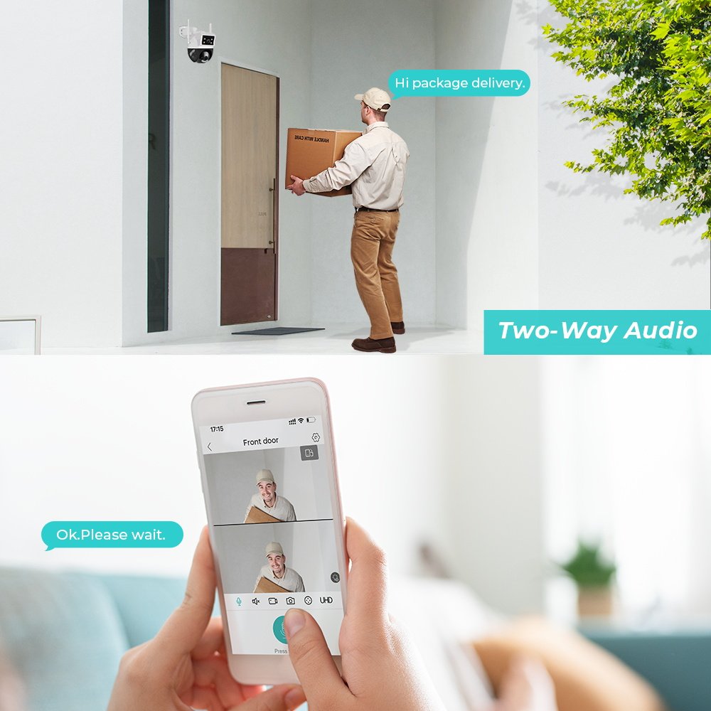 LEVOFAST 4MP Dual Lens Camera WiFi Camera Two Way Audio Night Vision IP66 Indoor Outdoor linkage Mini CCTV digital cameras