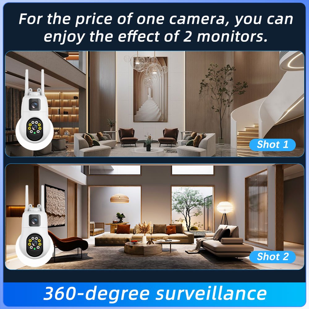 V380 Home Security Network Camera Outdoor Dual Lens Wireless IP CCTV Wifi Dual Exterior Ball Camera Dual Lens Ptz Camera