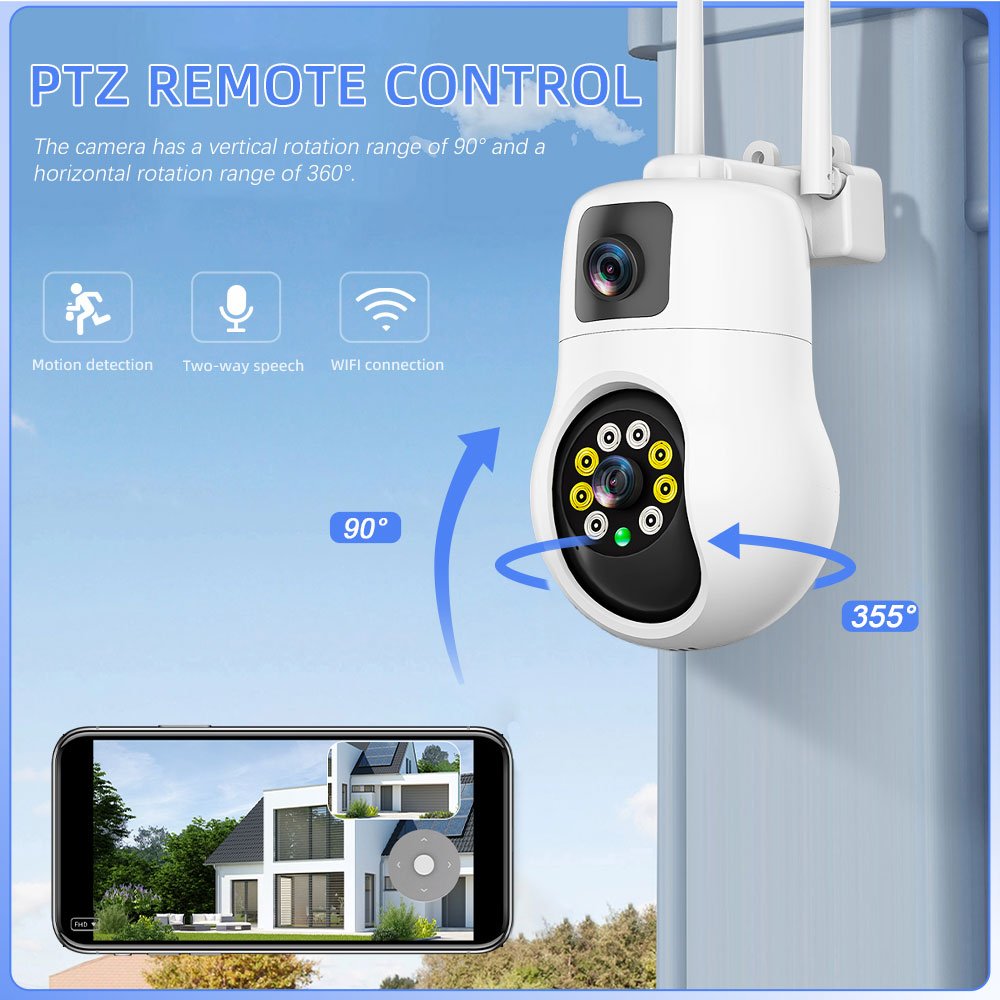 V380 Home Security Network Camera Outdoor Dual Lens Wireless IP CCTV Wifi Dual Exterior Ball Camera Dual Lens Ptz Camera