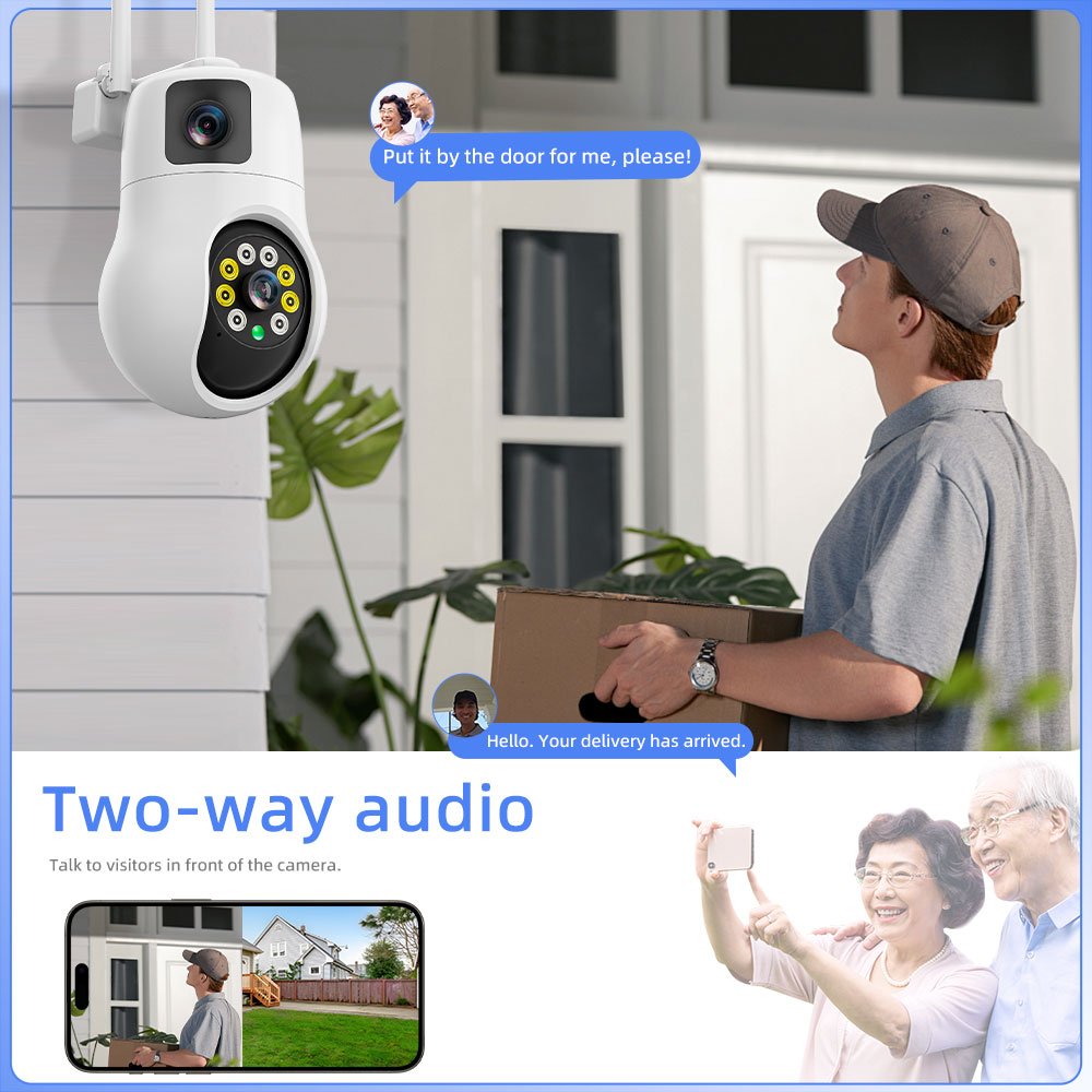 V380 Home Security Network Camera Outdoor Dual Lens Wireless IP CCTV Wifi Dual Exterior Ball Camera Dual Lens Ptz Camera