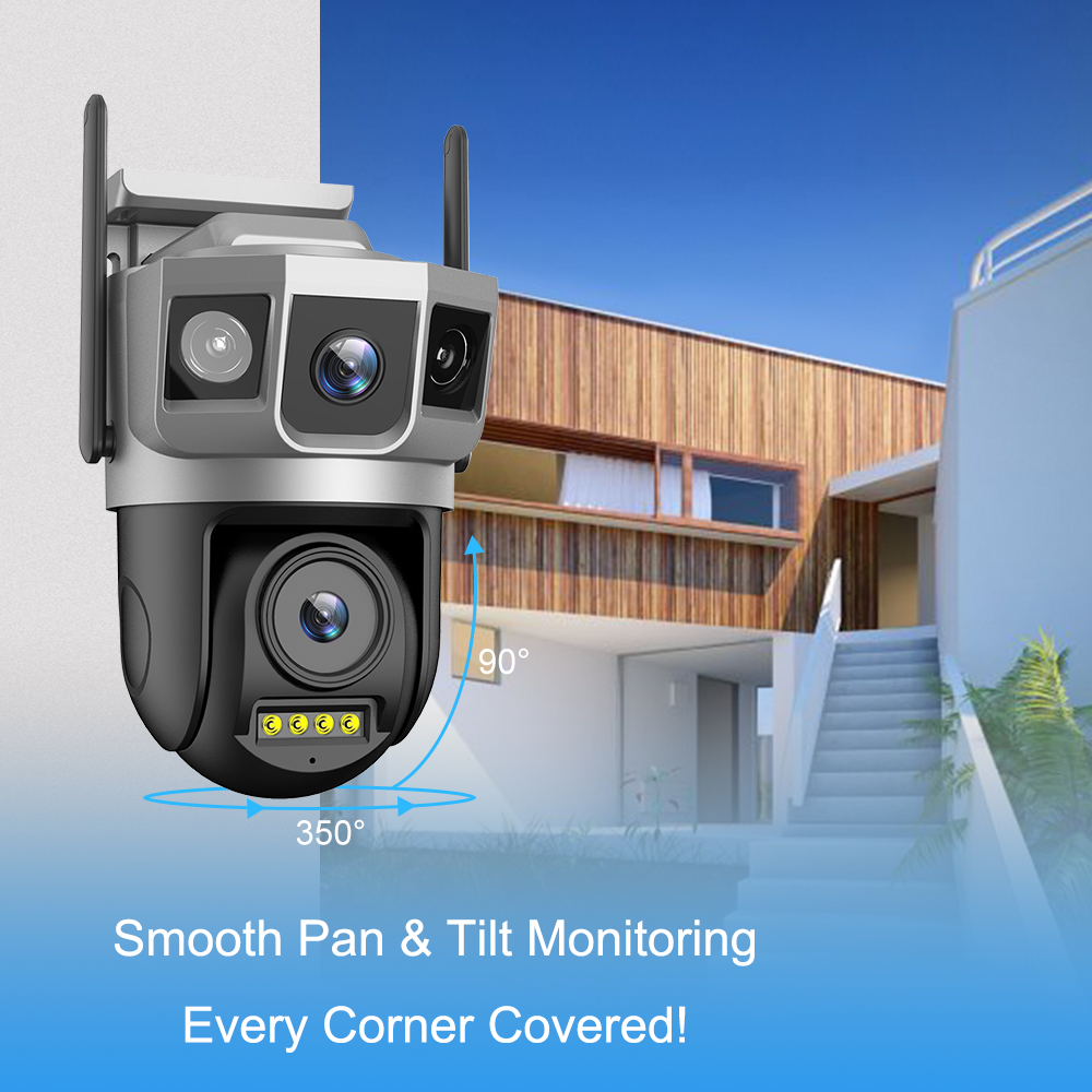 V380pro 2k 4MP WIFI Security Camera System Wireless Outdoor Waterproof Ip66 Dual Lens Three Screen Ptz 360 IP Cctv Camera