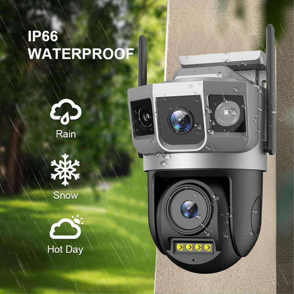 V380pro 2k 4MP WIFI Security Camera System Wireless Outdoor Waterproof Ip66 Dual Lens Three Screen Ptz 360 IP Cctv Camera