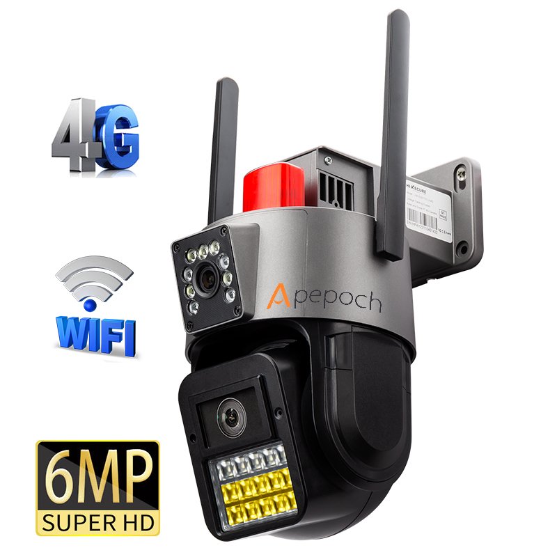 Outdoor 6mp Wireless Monitoring Wifi Security Camera System Ip Network Camera Dual Lens 4k Closed-Circuit Television Camera