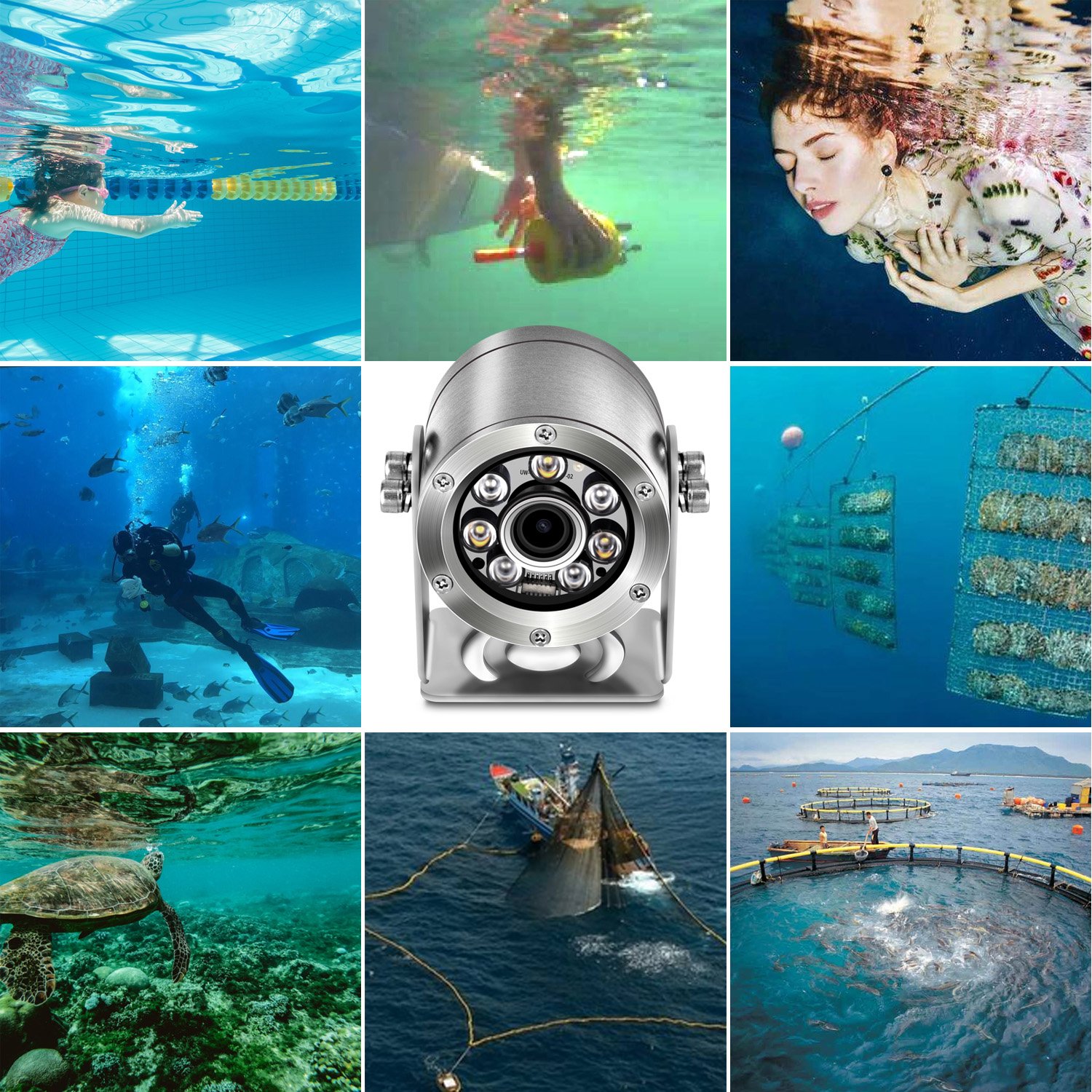 5MP 25FPS 2MP 60FPS IP68 stainless steel underwater network camera fish tank breeding pool camera