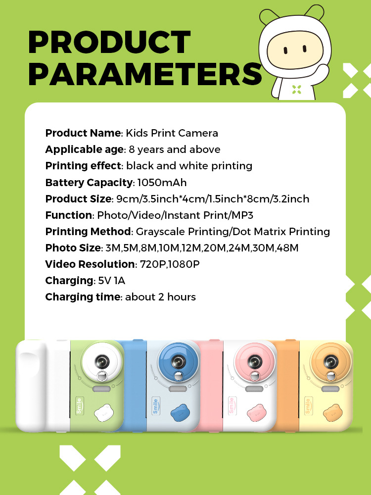 New 2.4 Inch IPS HD Screen Kids Small Printing Mini Camera Digital Instant Quick Print Camera For Kids With Immediate Print