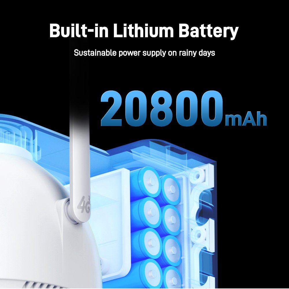 Ubox Solar Battery Powered 4G PTZ Camera Colorful Night Vision 3MP 128G TF Card Security CCTV, 8W Solar Panel 20600mAh Battery