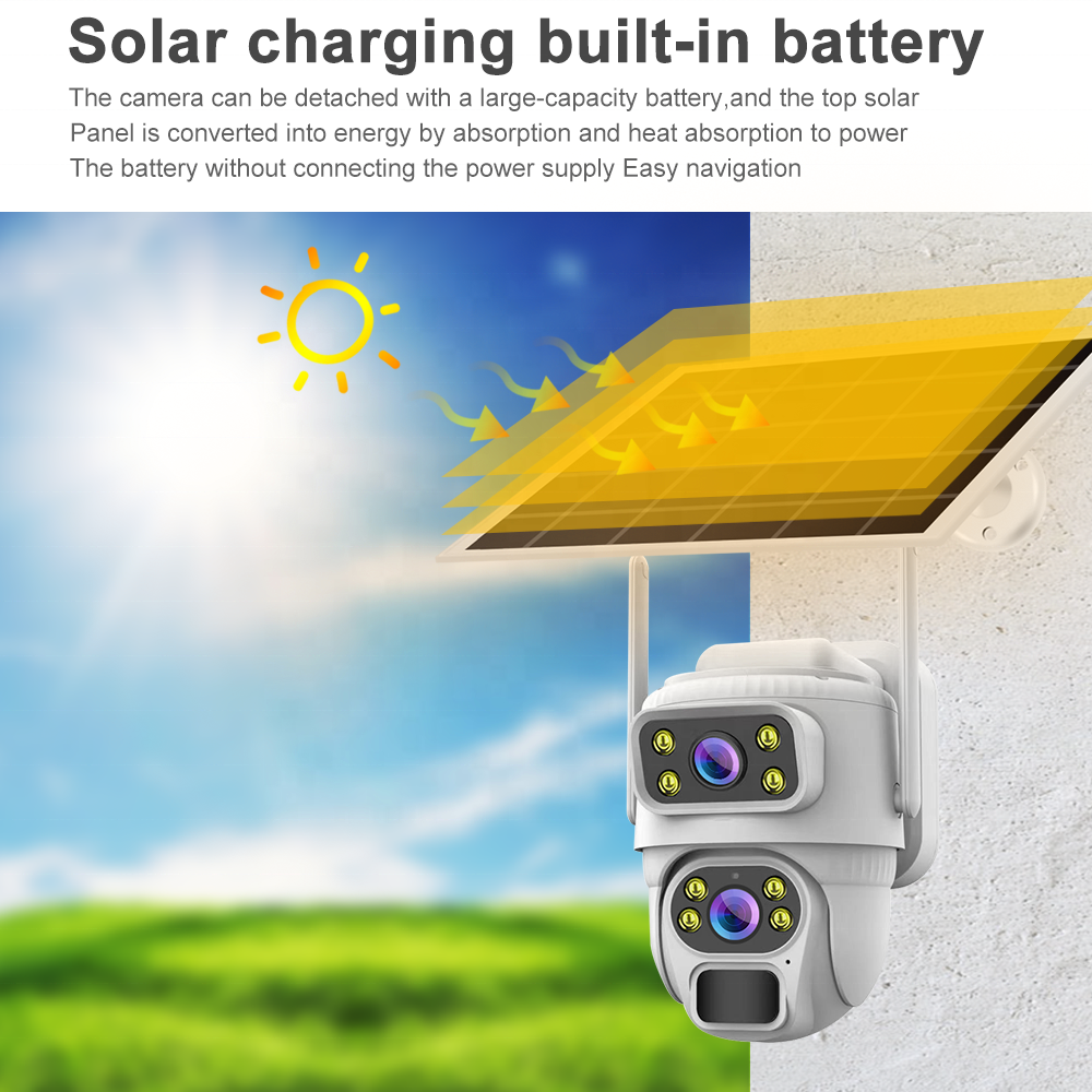 V380 CCTV Solar 4G 4K Camera With Sim Card Outdoor Colorful Night Vision Recording Security Solar Wireless Security Camera