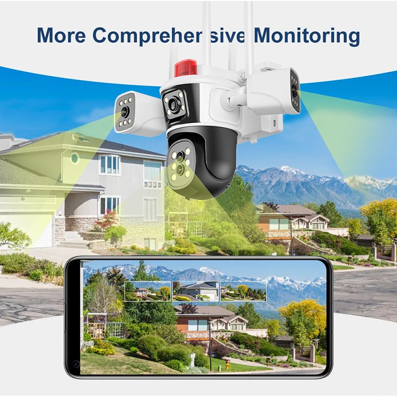 Wistino 6K 4 lens 10X Zoom security equipment camera wifi auto rotating motion detection cctv camera