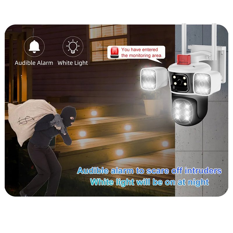 Wistino 6K 4 lens 10X Zoom security equipment camera wifi auto rotating motion detection cctv camera