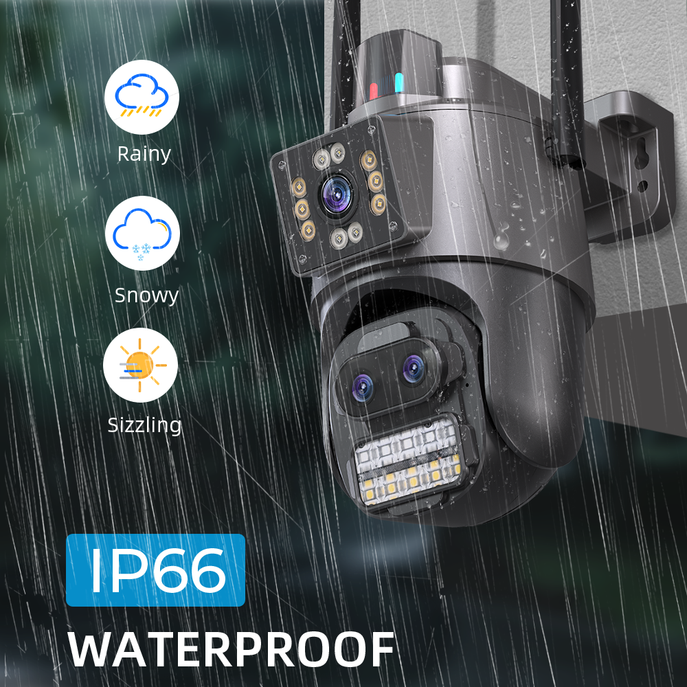 9MP Multi Lens Dual Screen Network Camera WIFI PTZ Camera Outdoor Waterproof Auto Tracking Security Camera ICSEE