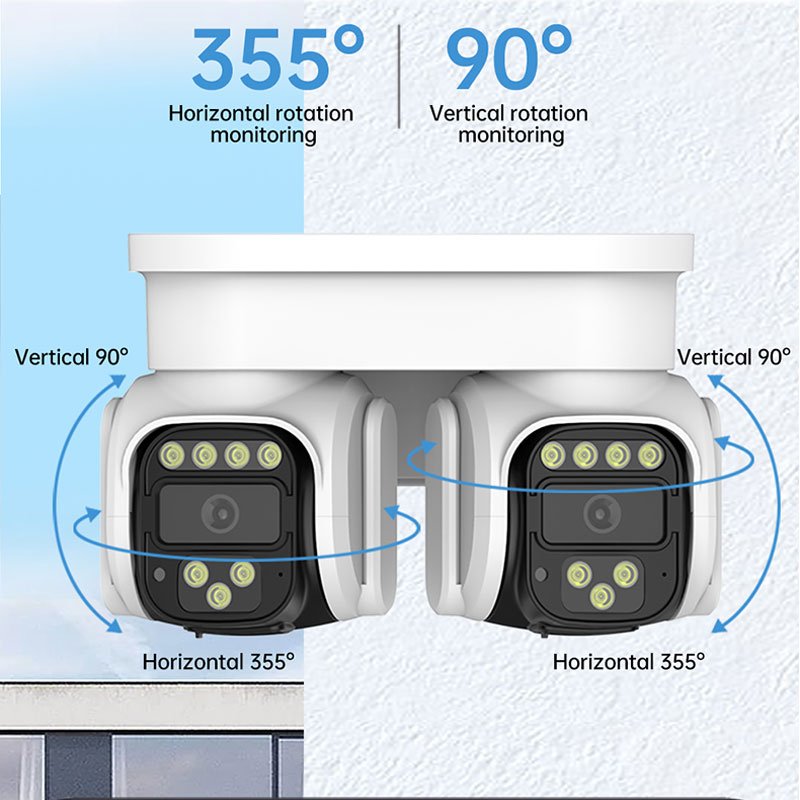 2024 New 8mp Dual Lens Security Surveillance Camera Wireless 720 Degree Ir Night Vision Motion Detection Ptz Ip Network Camera