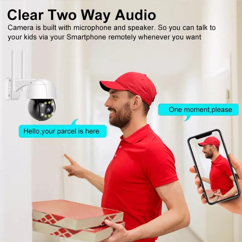 Network Outdoor Camera 4K 8MP HD Wifi 5X Zoom Digital AI Human Detect Wireless Security Surveillance Camera