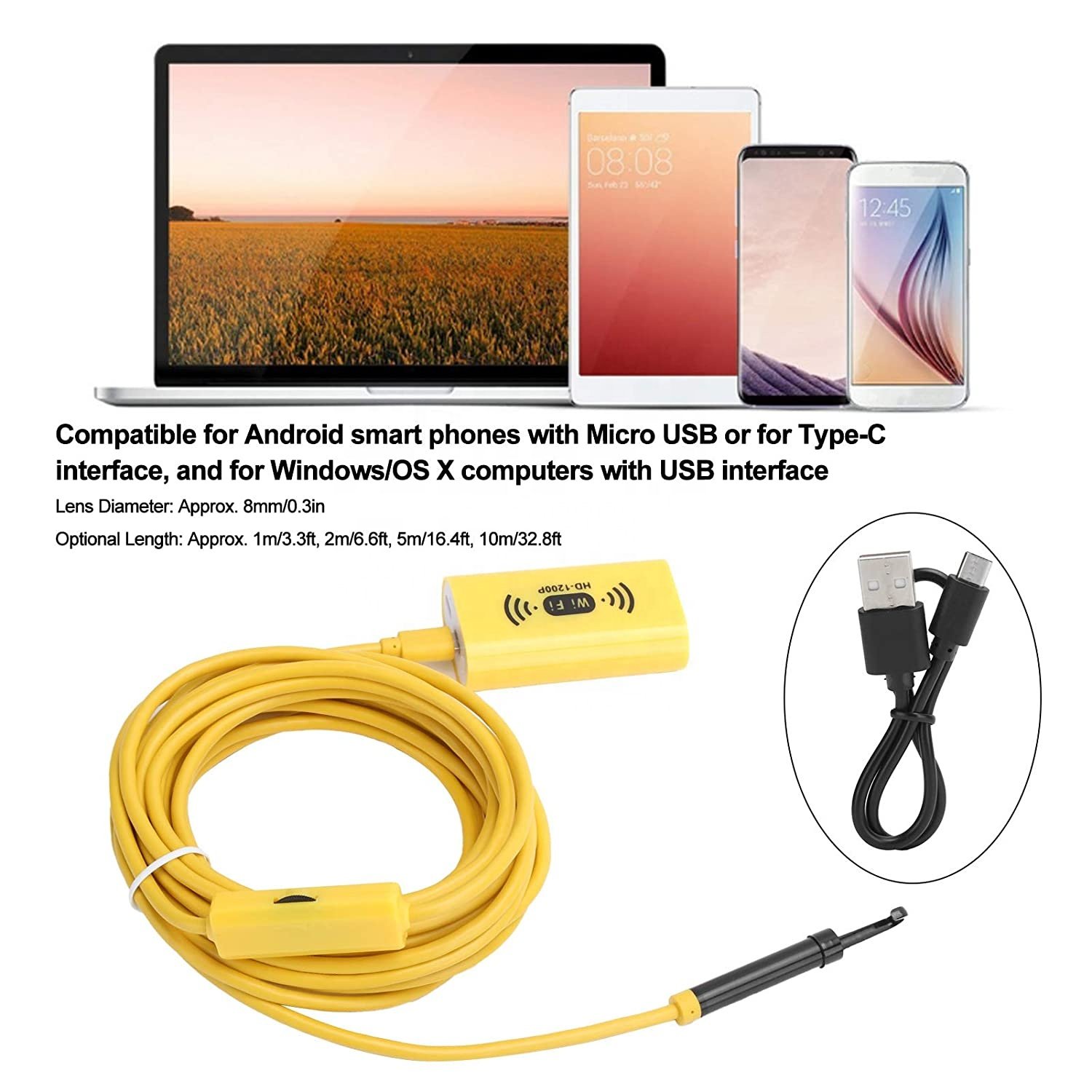 F130 8mm 4k Endoscope Camera System Wifi Endoscope Inspection Camera For Car pipe Engine Repair Endoscopic Camera System