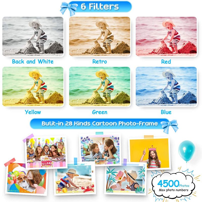Outdoor Photography 2 Inch HD Screen Chargeable Digital Mini Camera Kids Cartoon Cute Digital Camera for Child Birthday Gift