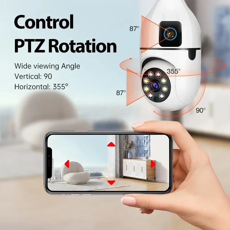 360 smart home E27 Dual Lens Bulb Camera WiFi 1080P 360 degree panoramic PTZ IP Camera with LED Light Bulb Wireless Socket