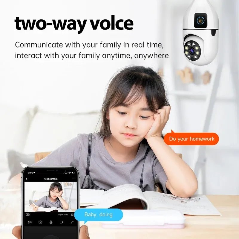 360 smart home E27 Dual Lens Bulb Camera WiFi 1080P 360 degree panoramic PTZ IP Camera with LED Light Bulb Wireless Socket