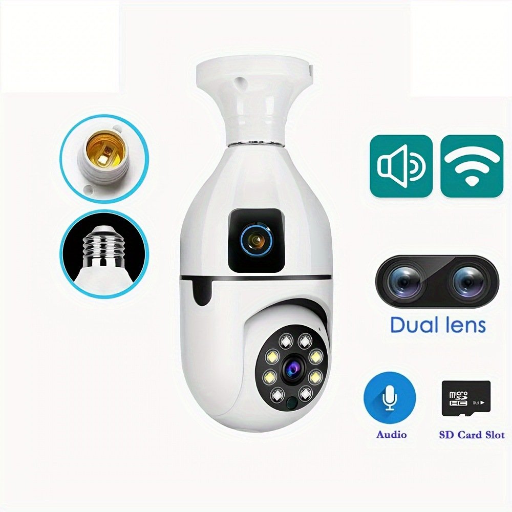 360 smart home E27 Dual Lens Bulb Camera WiFi 1080P 360 degree panoramic PTZ IP Camera with LED Light Bulb Wireless Socket