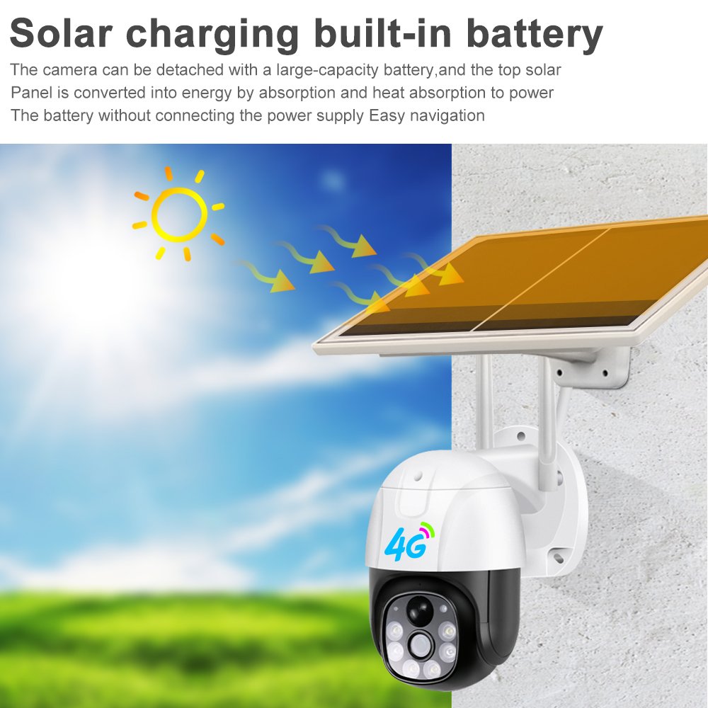 4G Network Wireless Outdoor PTZ Camera Hot Sales Solar Panel Powered Security CCTV IP Camera
