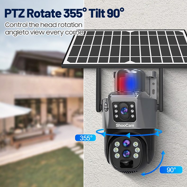 4k Outdoor V380 Solar Security Camera 4g Sim Card Remote Control Two-Way Audio Ip66 Ptz Humanoid Tracking Wifi Solar Cctv Camera