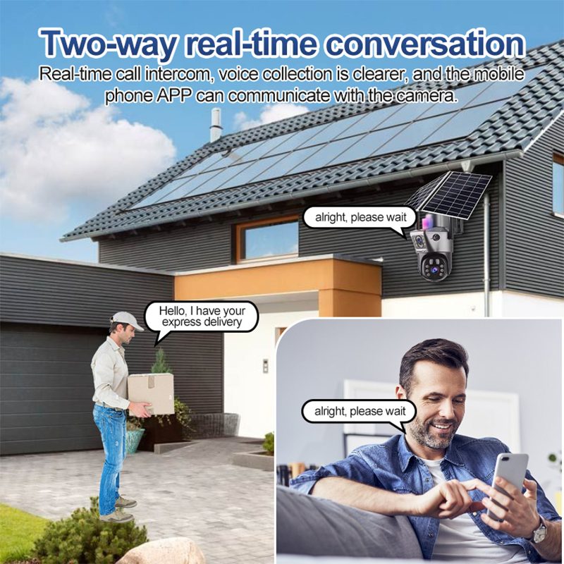 4k Outdoor V380 Solar Security Camera 4g Sim Card Remote Control Two-Way Audio Ip66 Ptz Humanoid Tracking Wifi Solar Cctv Camera