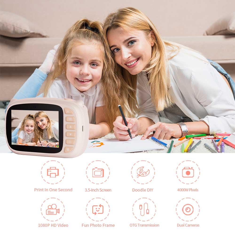 OEM 1080P HD Cute Camcorder for Kids Children's Selfie Camera with Video MP3 Recording Print Functions Birthday Gift Toddlers