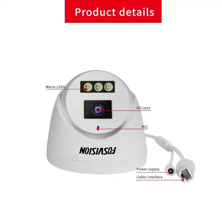 Fosvision 5MP Ip Poe Camera indoor Full Color Night Vision Surveillance Cctv Dome Camera 265 NVR network camera