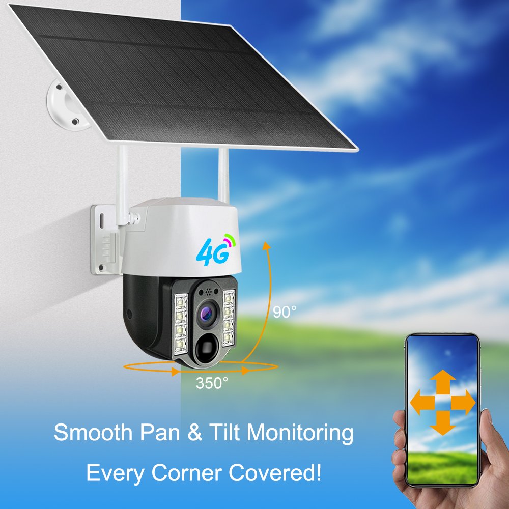 v380 Outdoor Solar Camera 4G Sim Card 3MP WiFi IP Camera Waterproof Solar Panel PTZ Two-Way Audio Cloud Memory Card