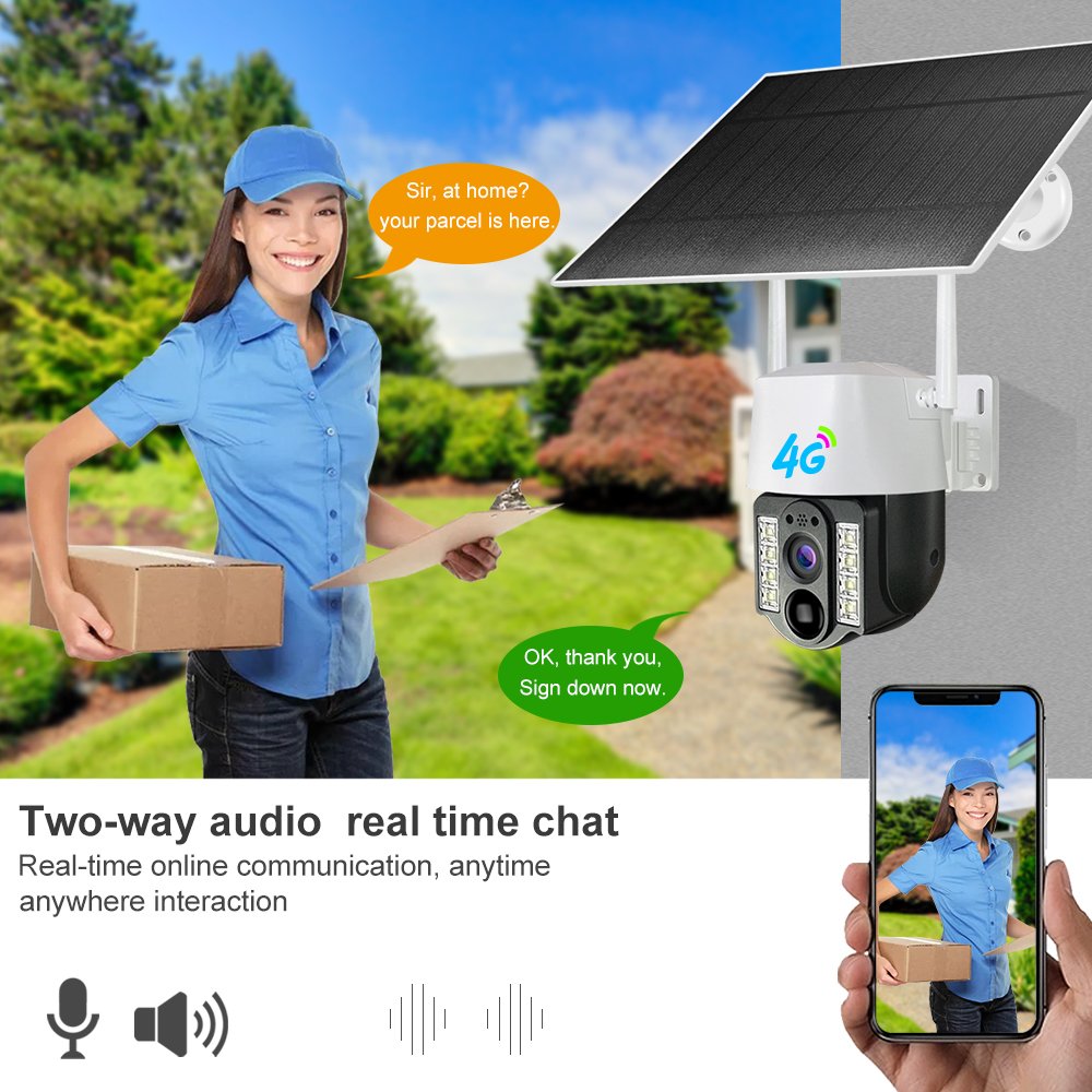 v380 Outdoor Solar Camera 4G Sim Card 3MP WiFi IP Camera Waterproof Solar Panel PTZ Two-Way Audio Cloud Memory Card