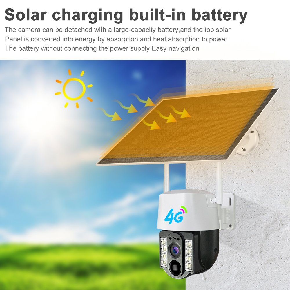 v380 Outdoor Solar Camera 4G Sim Card 3MP WiFi IP Camera Waterproof Solar Panel PTZ Two-Way Audio Cloud Memory Card