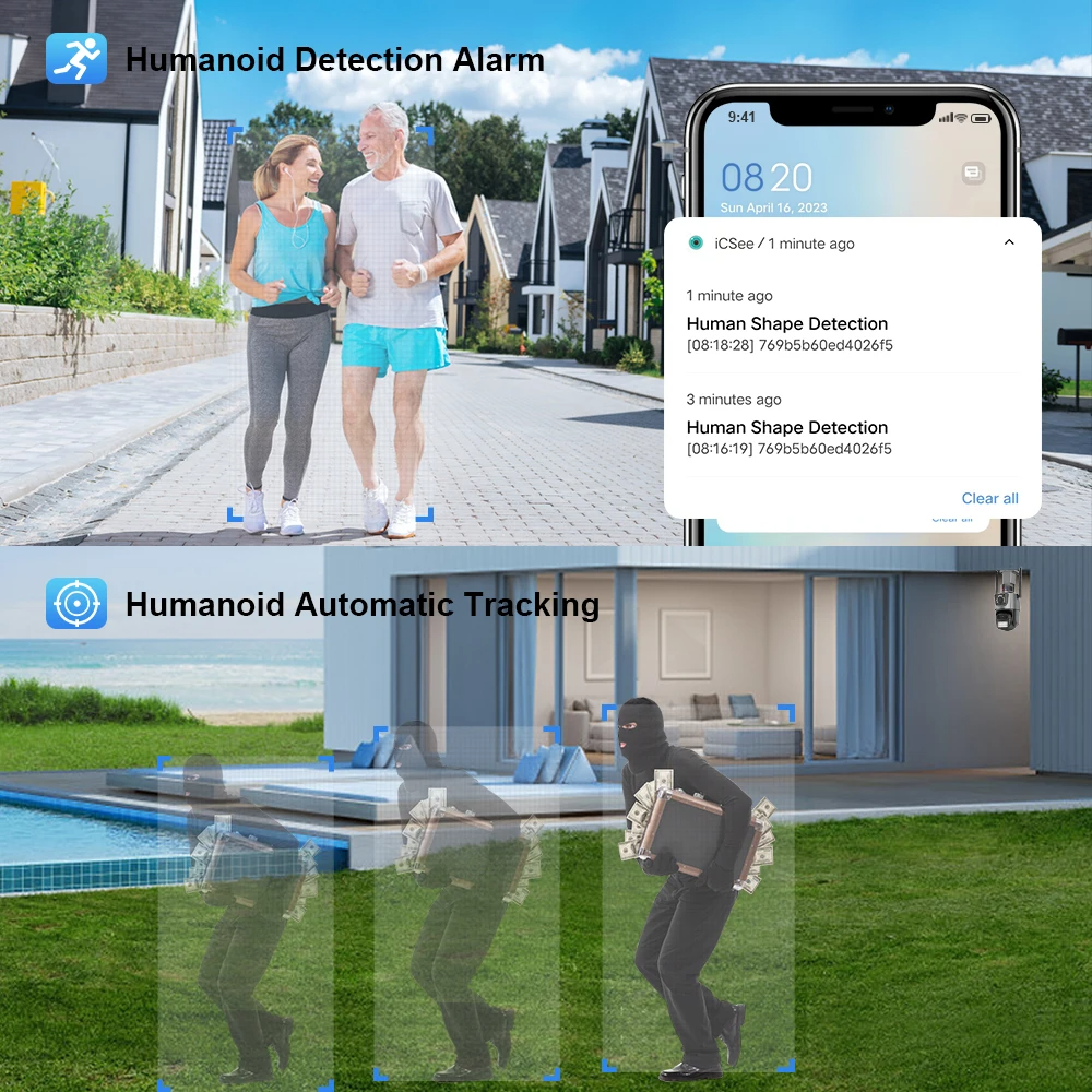 ICSEE 6MP PTZ CCTV Dome Camera Wireless IP Double Lens Long Distance Clear 6MP Video NVR Data Night Vision