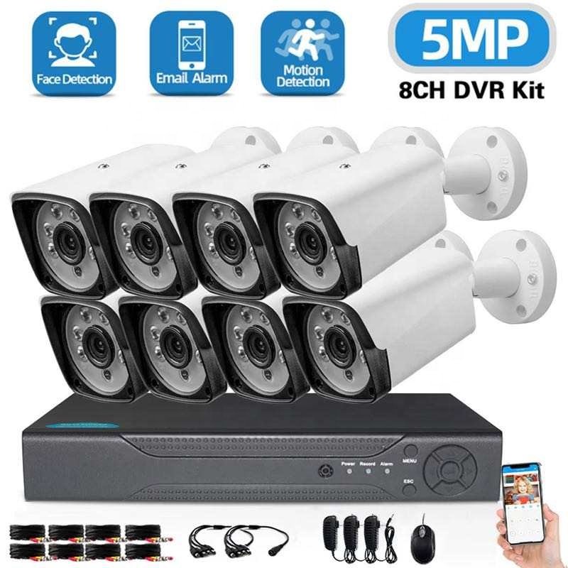 8Ch. 5MP DVR CCTV Security System AHD DVR Kit 5MP IP66 Waterproof Camera P2P Video Surveillance Set Face detection Remote View