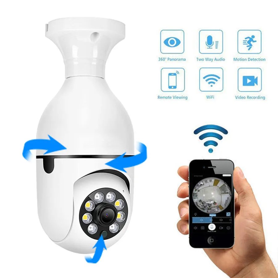 High quality E27 night vision wireless light bulb camera 360 cctv hidden 5G /2.4G wifi mini ip security digital camera